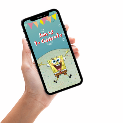 Animated Spongebob Kids Birthday Party Video Invitation - Personalized Spongebob Birthday Invites