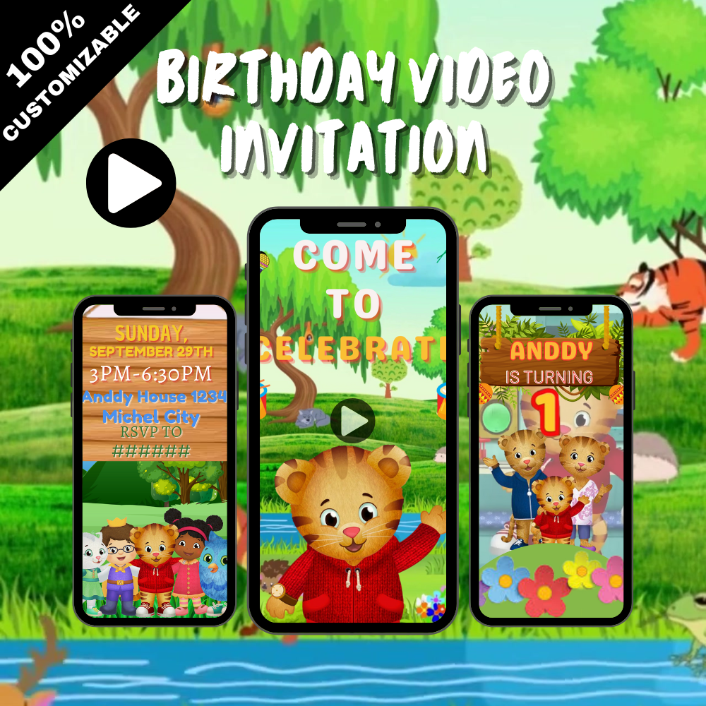 Animated Daniel Tiger Birthday Video Invitation - Kids Birthday-Theme Digital Invite