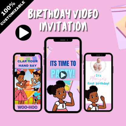 Customized Magical Gracie Girl Birthday party Video Invitation - Animated Gracie Girl Theme Invite