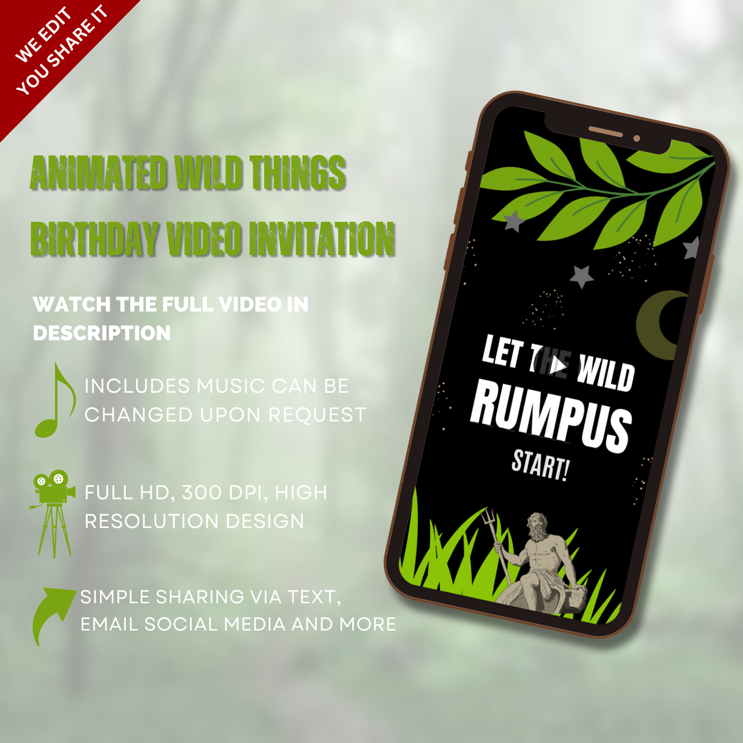 Customized Wild Thing Birthday Party Video Invitation - Custom Wild Thing Theme Video Invite