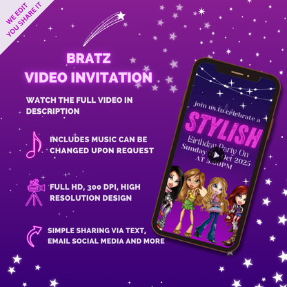 Animated Bartz Birthday Video Invitation - Custom Bartz Theme Video Invites