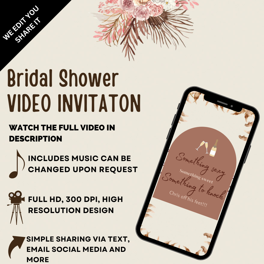 Animated Boho Llama Bridal Shower Video Invitation - Boho Llama Theme Digital Invite