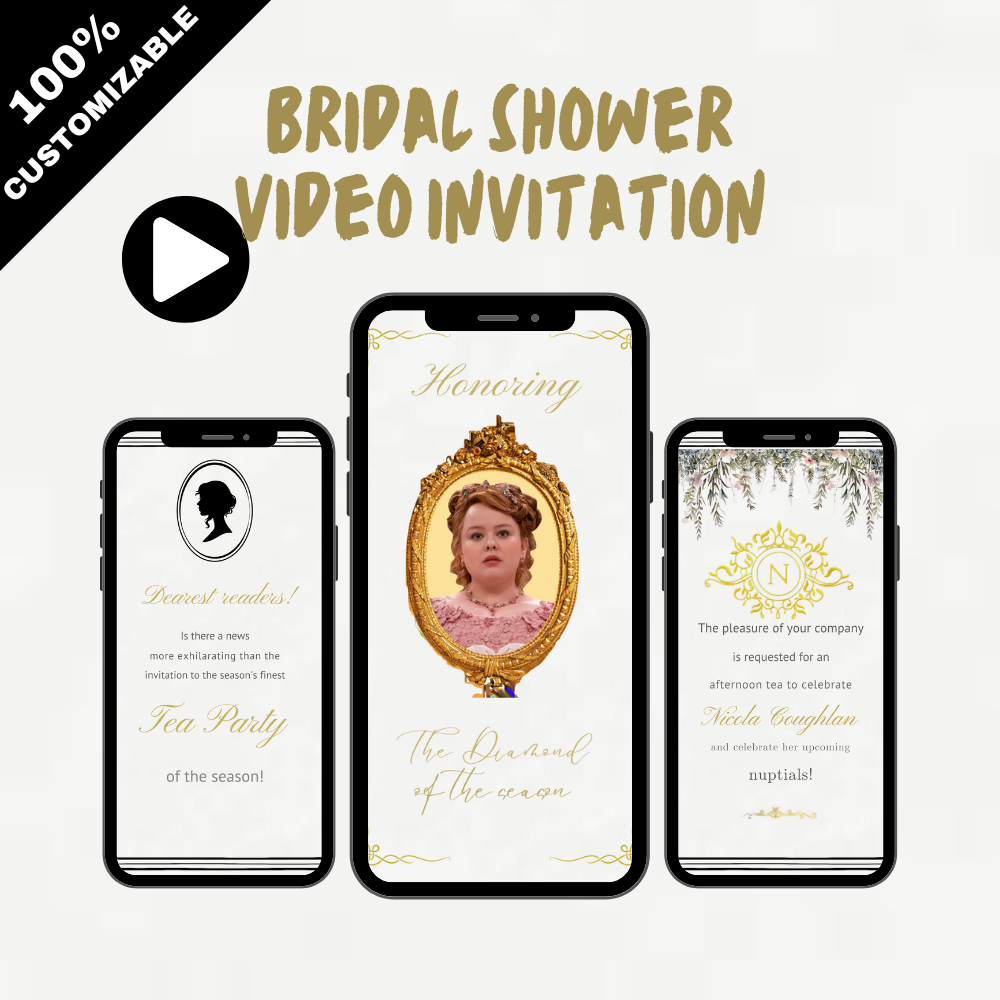 Bridgerton Bridal Shower Garden Theme Video Invitation - Bridal Shower Regency Romance Digital Invite