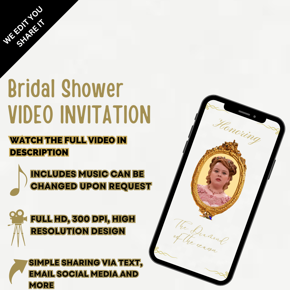 Bridgerton Bridal Shower Garden Theme Video Invitation - Bridal Shower Regency Romance Digital Invite