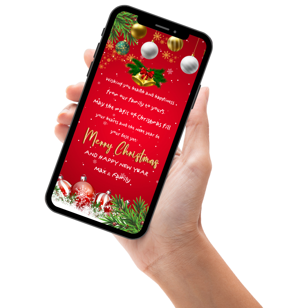 Customized Christmas Greeting Video Invitation - Red Theme Greeting Video Invite