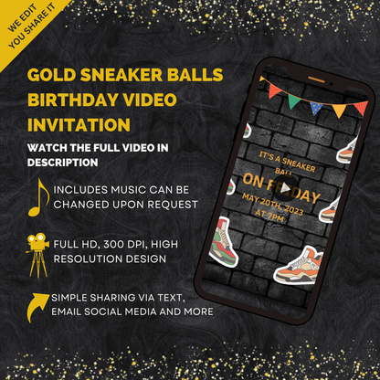 Customized Multicolor Sneaker Theme Video Invitation - Sneaker Theme Digital Invites