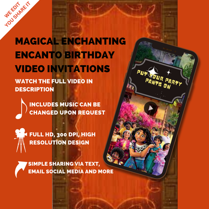 Customized Encanto Birthday Video Invitations –  Craft Unforgettable Birthday Digital Video Invites