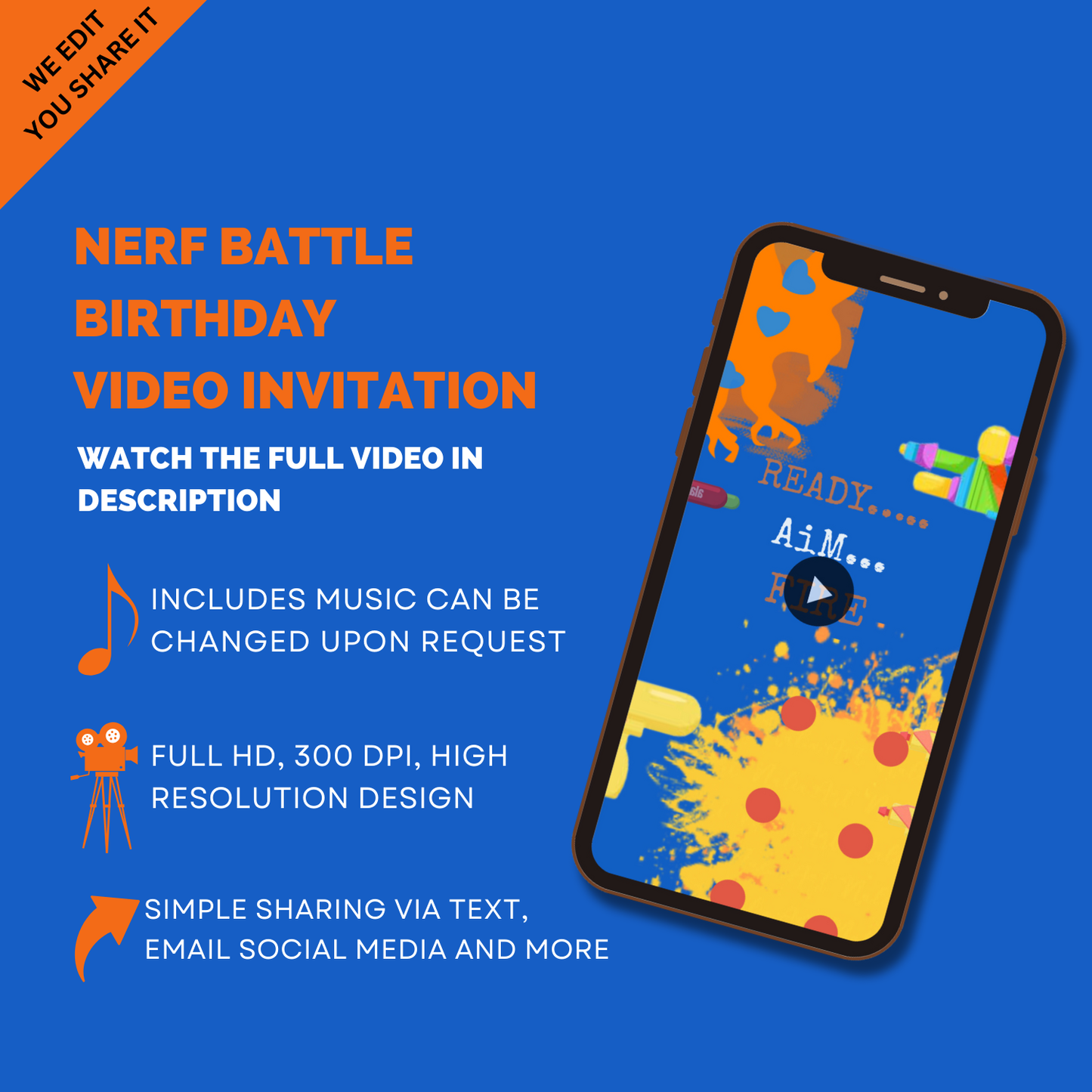 Nerf Battle Birthday Party Video Invitation - Dart Gun War Party Video Invite