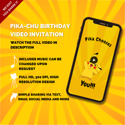 Animated Pokemon Birthday Video Invitation - Pokemon Theme Video Invite