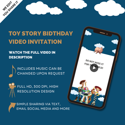 Customized Toy Story Theme Birthday Party Video Invitation - Toy Story Digital Video Invitation