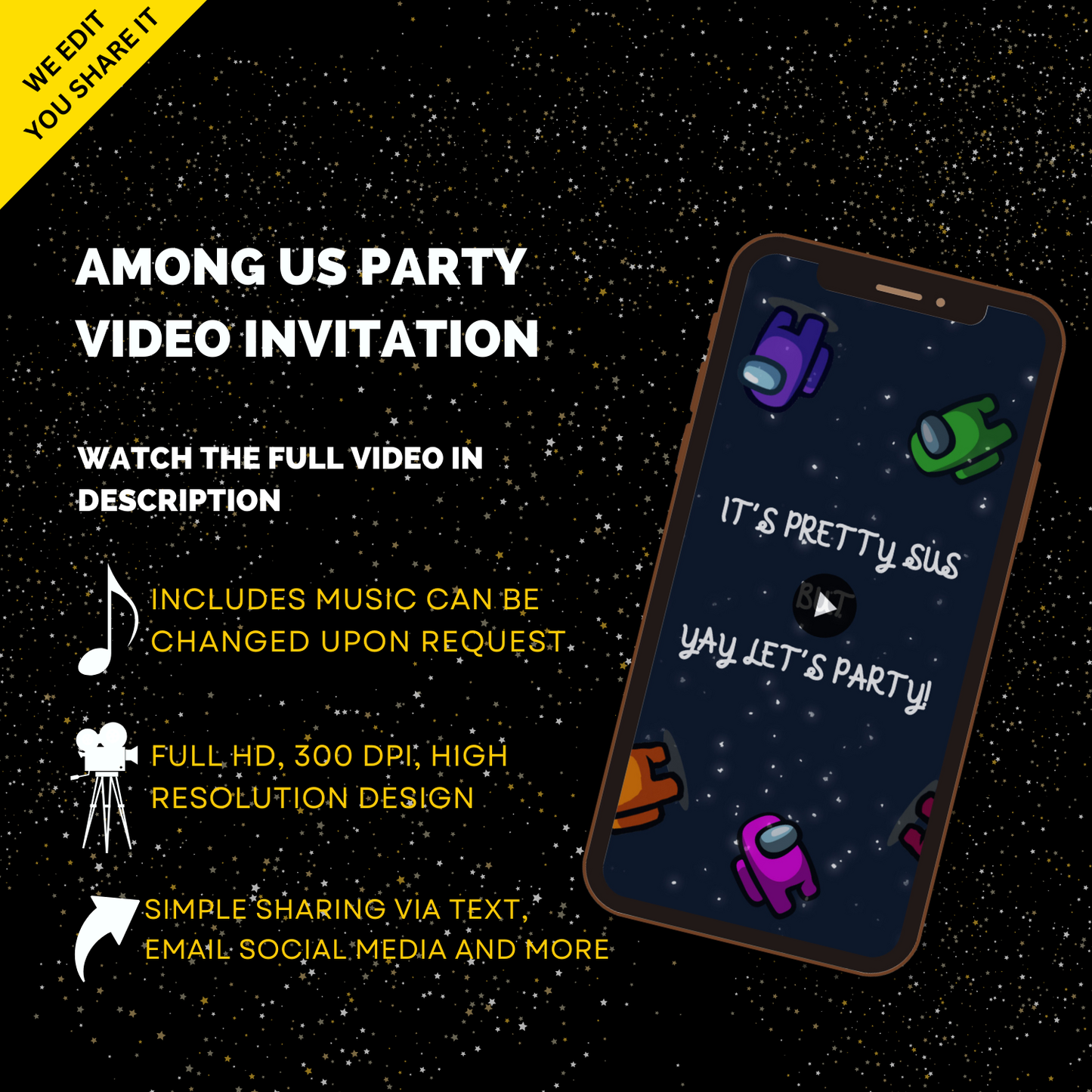 Customized Among Us Birthday Video Invitation - Among Us Custom Video Invites