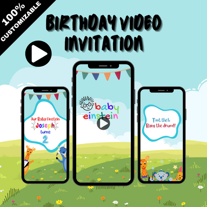 Baby Einstein First Birthday Video Invitation - First Birthday Kids Theme Video Invite