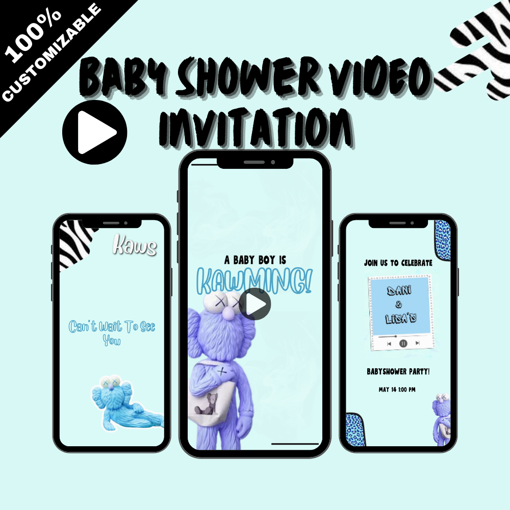 Animated Kaws Blue for Baby Shower Video Invitation - Kaws-Blue Themed Video Invitation