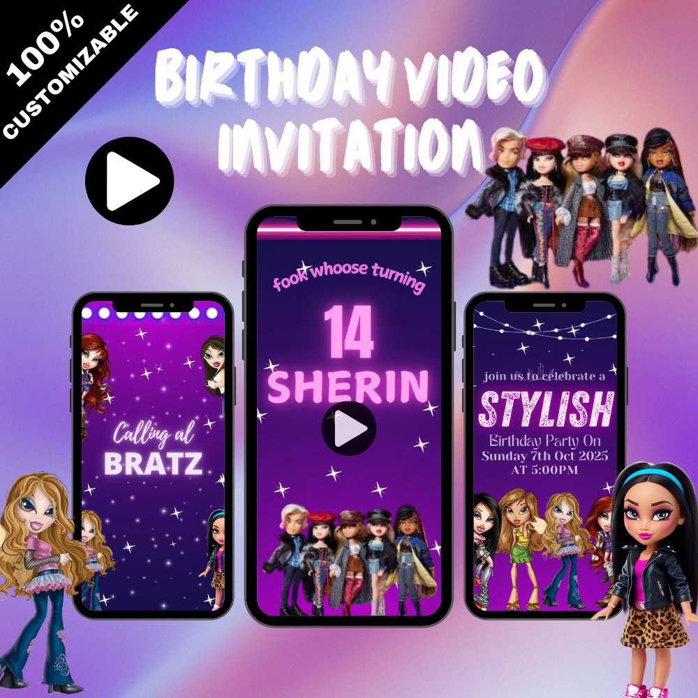 Animated Bartz Birthday Video Invitation - Custom Bartz Theme Video Invites