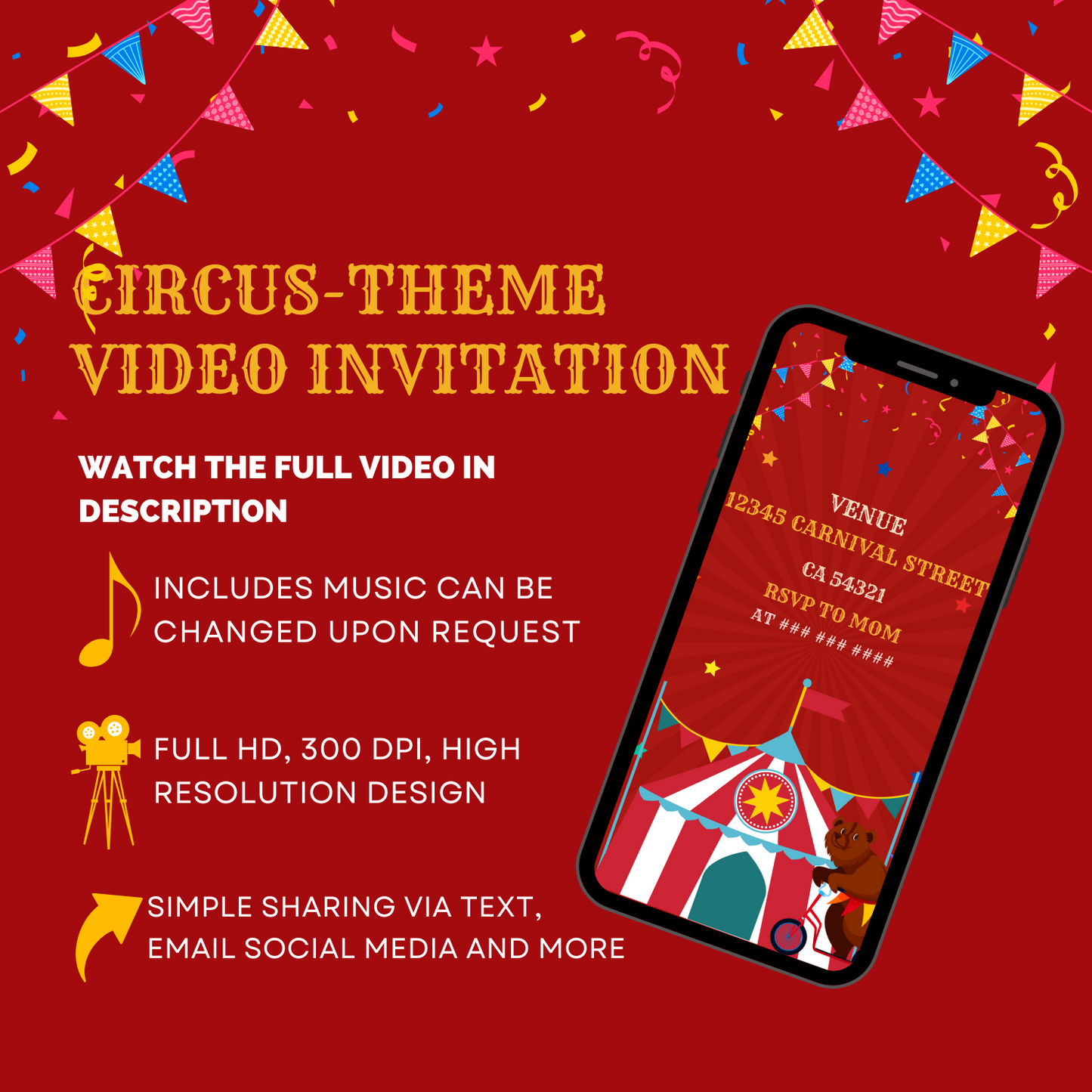 Animated Circus-Themed Party Video Invitation – Enjoy The Party With Full Of Fun!