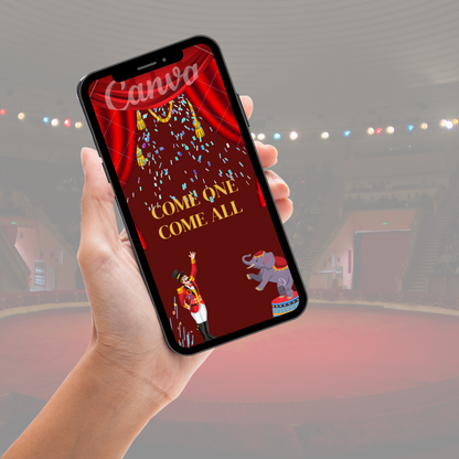 Custom Circus-Themed Birthday Party Video Invitation - Digital Theme Video Invites