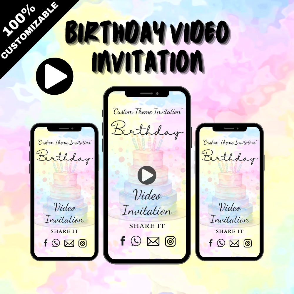 Custom Your Birthday Theme Video Invitation - Design Your Own Theme Video Invitation For Birthday!