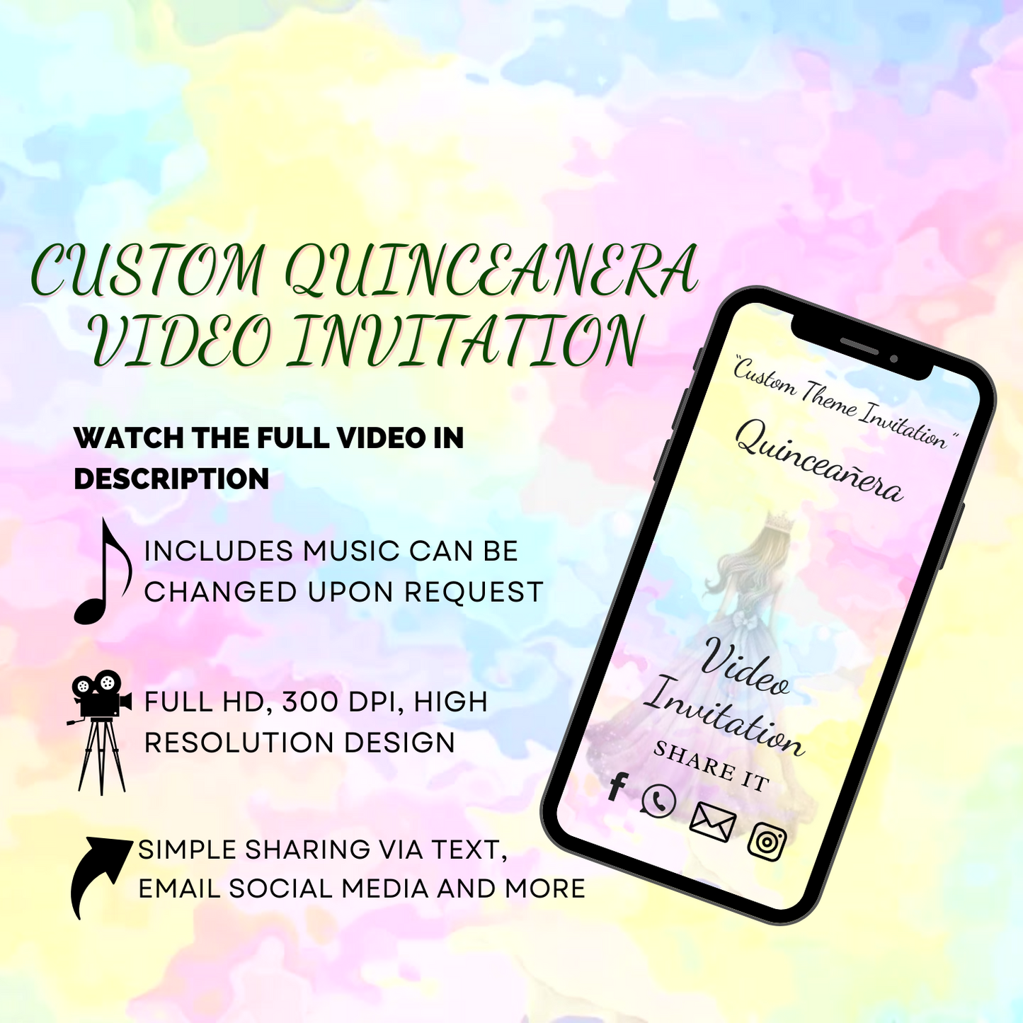 Quinceanera Custom-Theme Custom Video Invitation - Customize Theme Video Invitation