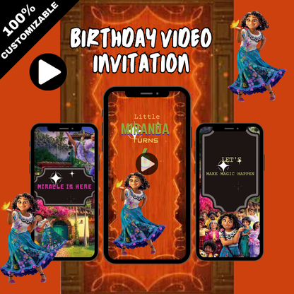 Customized Encanto Birthday Video Invitations –  Craft Unforgettable Birthday Digital Video Invites