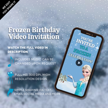 Animated Frozen-Themed Birthday Video Invitations - Custom Frozen Theme Video Invites