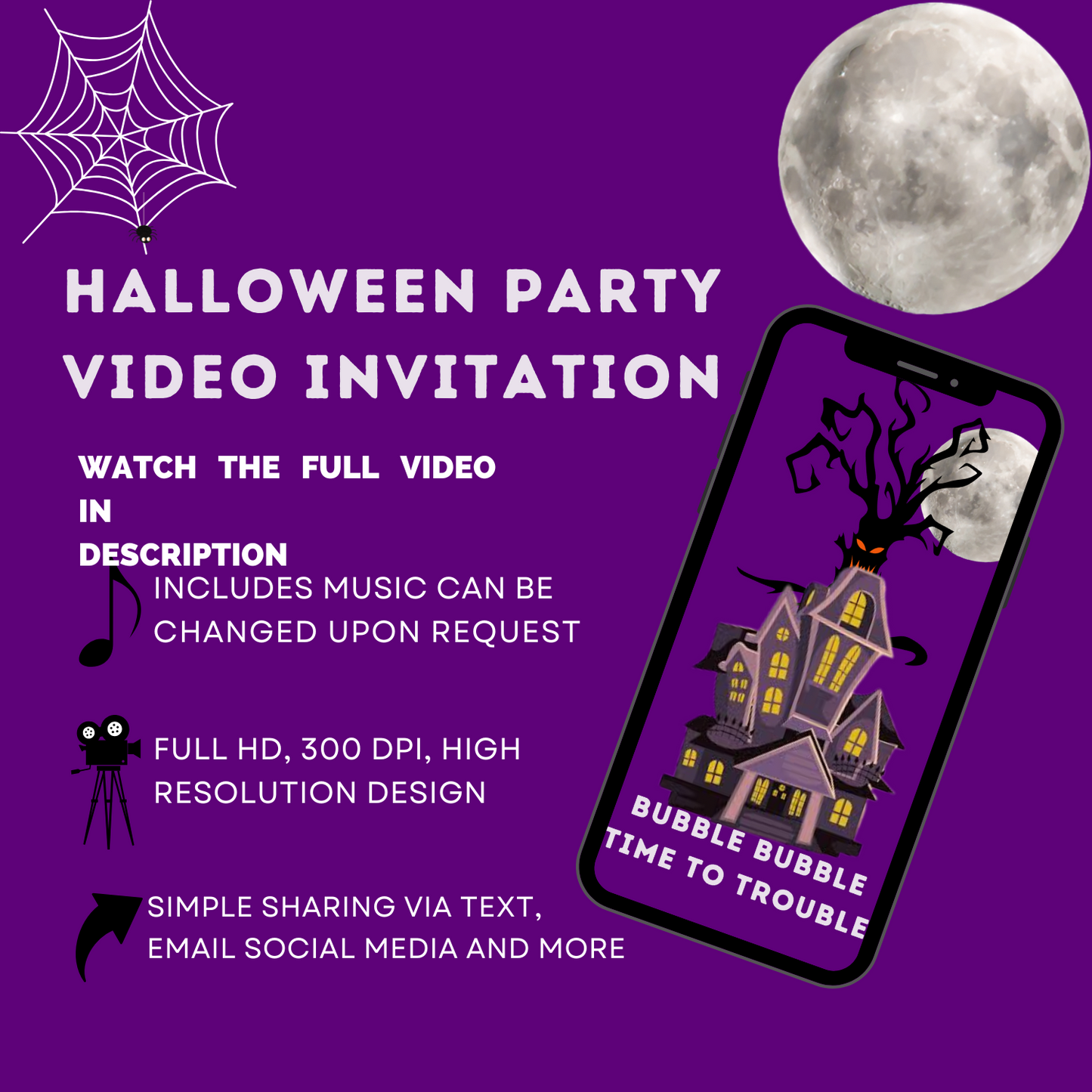 Halloween Magical Hocus Pocus Animated Video Invitation - Customized Theme Celebration VIdeo Invite