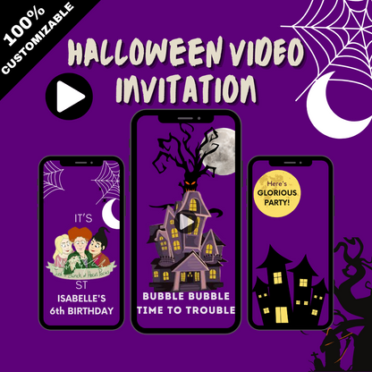 Halloween Magical Hocus Pocus Animated Video Invitation - Customized Theme Celebration VIdeo Invite