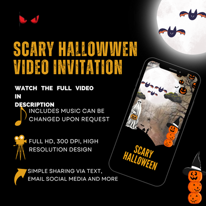 Scary Halloween-Theme Video Invitation - Custom Scary-Theme Video Invite