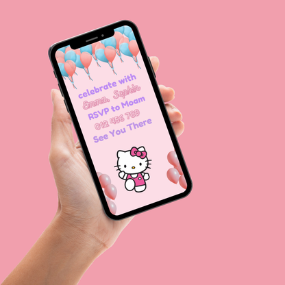 Customized Hello Kitty Themed Birthday Party Video Invitation - Animated Hello Kitty Party invites