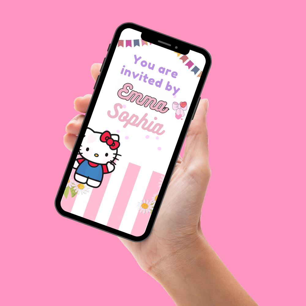 Customized Hello Kitty Themed Birthday Party Video Invitation - Animated Hello Kitty Party invites