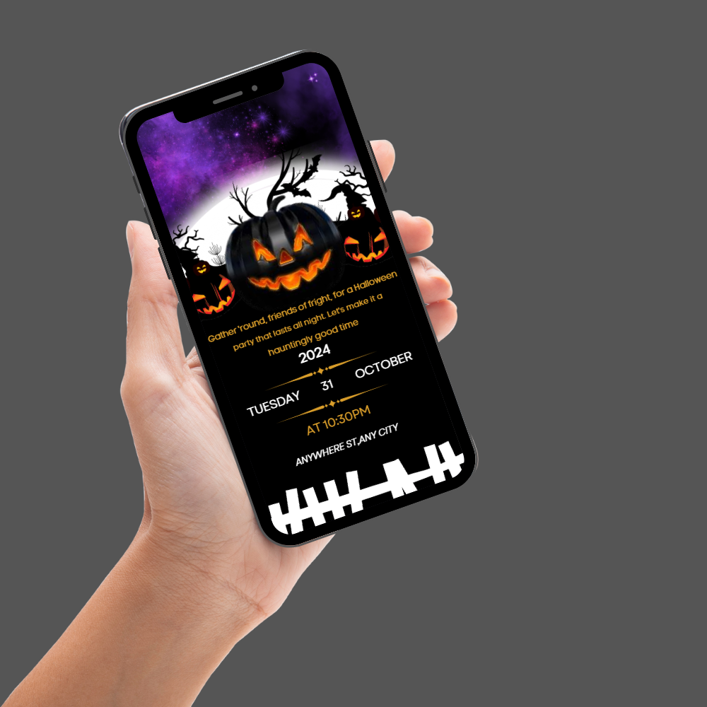 Animated Halloween Spooky Pumpkin Theme Video Invitation - Pumpkin-Themed Video Invites