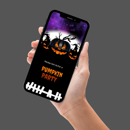 Animated Halloween Spooky Pumpkin Theme Video Invitation - Pumpkin-Themed Video Invites