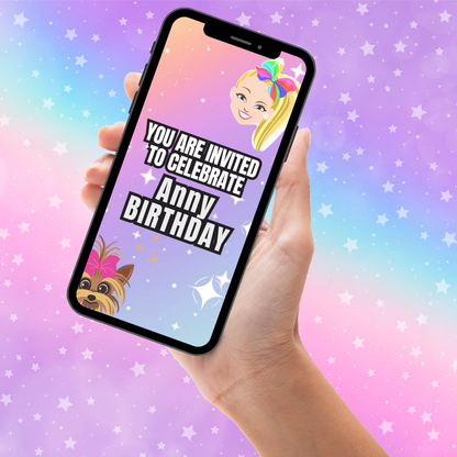 Customizable Birthday Video Invitations for Kids - Jojo Siwa-Themed Party Video Invites