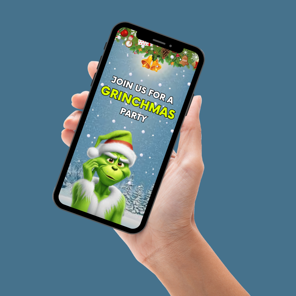 Customizable Merry Grinchmas Animated Video Invitation - Custom Theme Video Invites