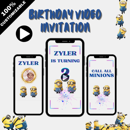 Custom Minion Birthday Celebration Video Invitation – Animated Minion Video Invites