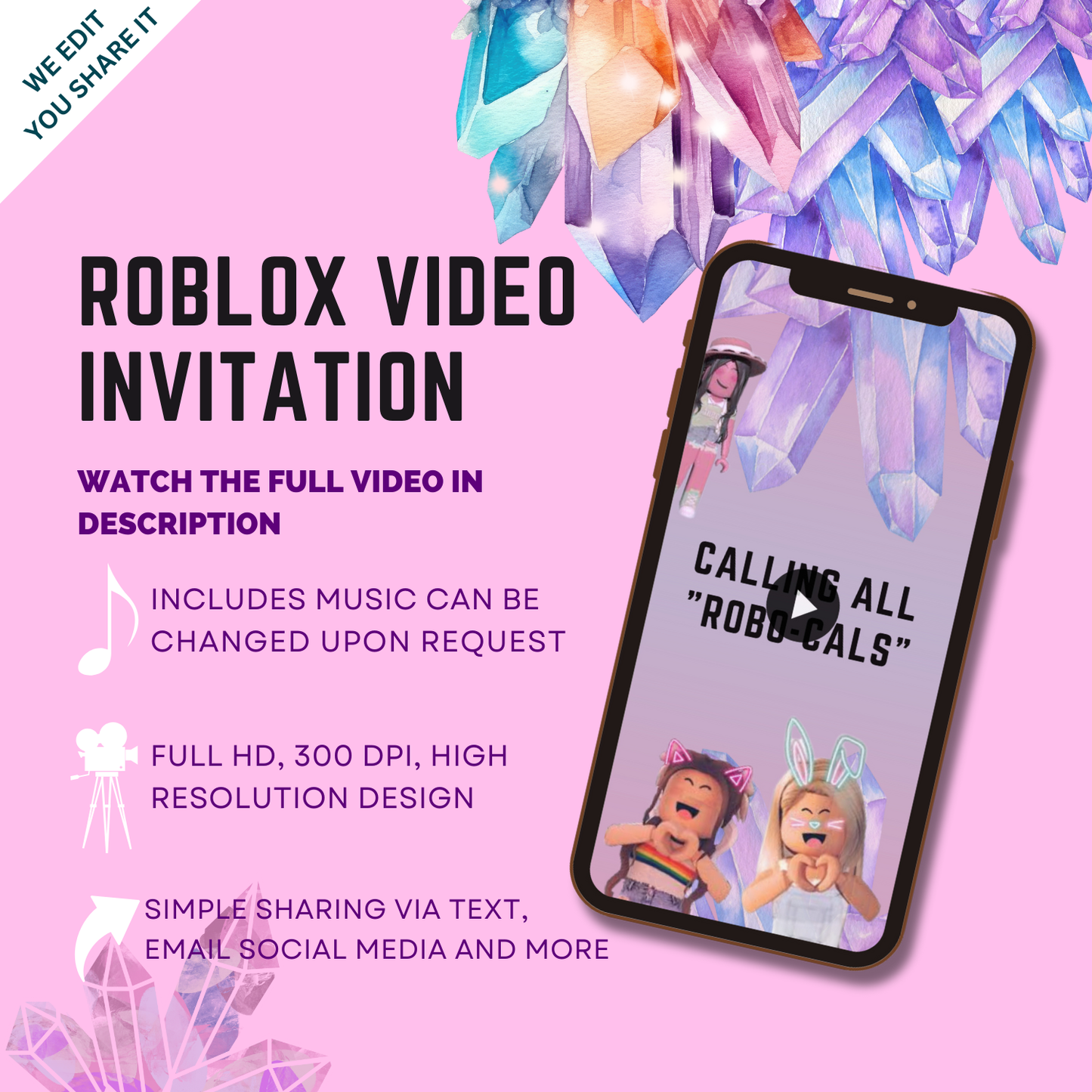 Personalized Roblox Birthday Party Video Invitation for Girls – Digital Party Fun Awaits!