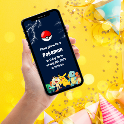 Animated Pokemon Birthday Video Invitation - Pokemon Theme Video Invite