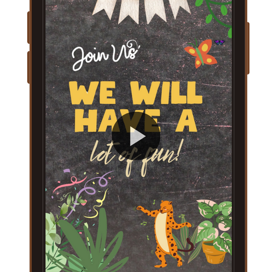 Custom Jungle Safari Theme Birthday Video Invitation - Animated Theme Video Invitation