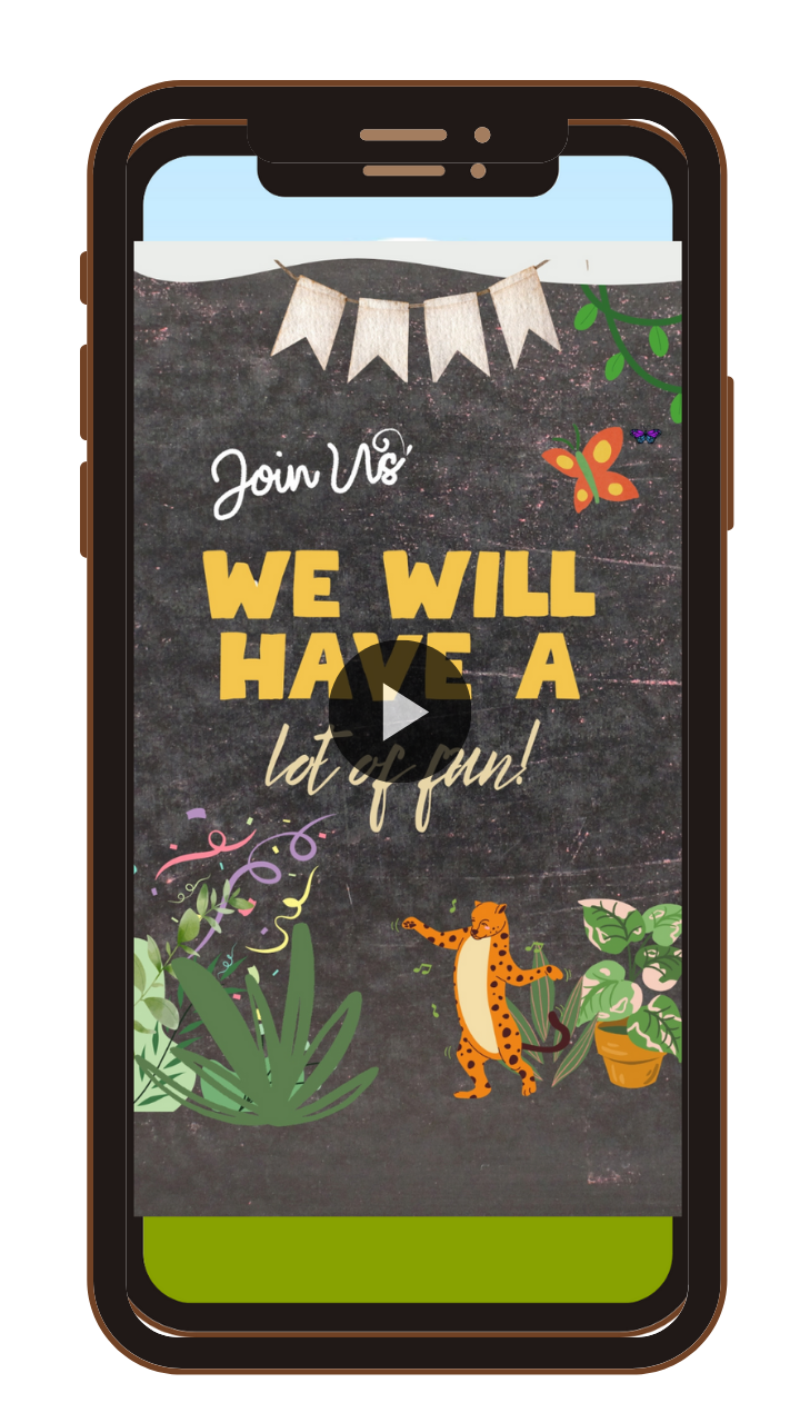 Custom Jungle Safari Theme Birthday Video Invitation - Animated Theme Video Invitation