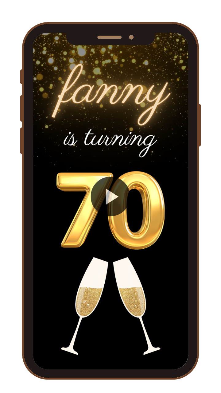 Celebrate 70 Years in Style Animated Birthday Video Invitation! - Adult Birthday Video Invites