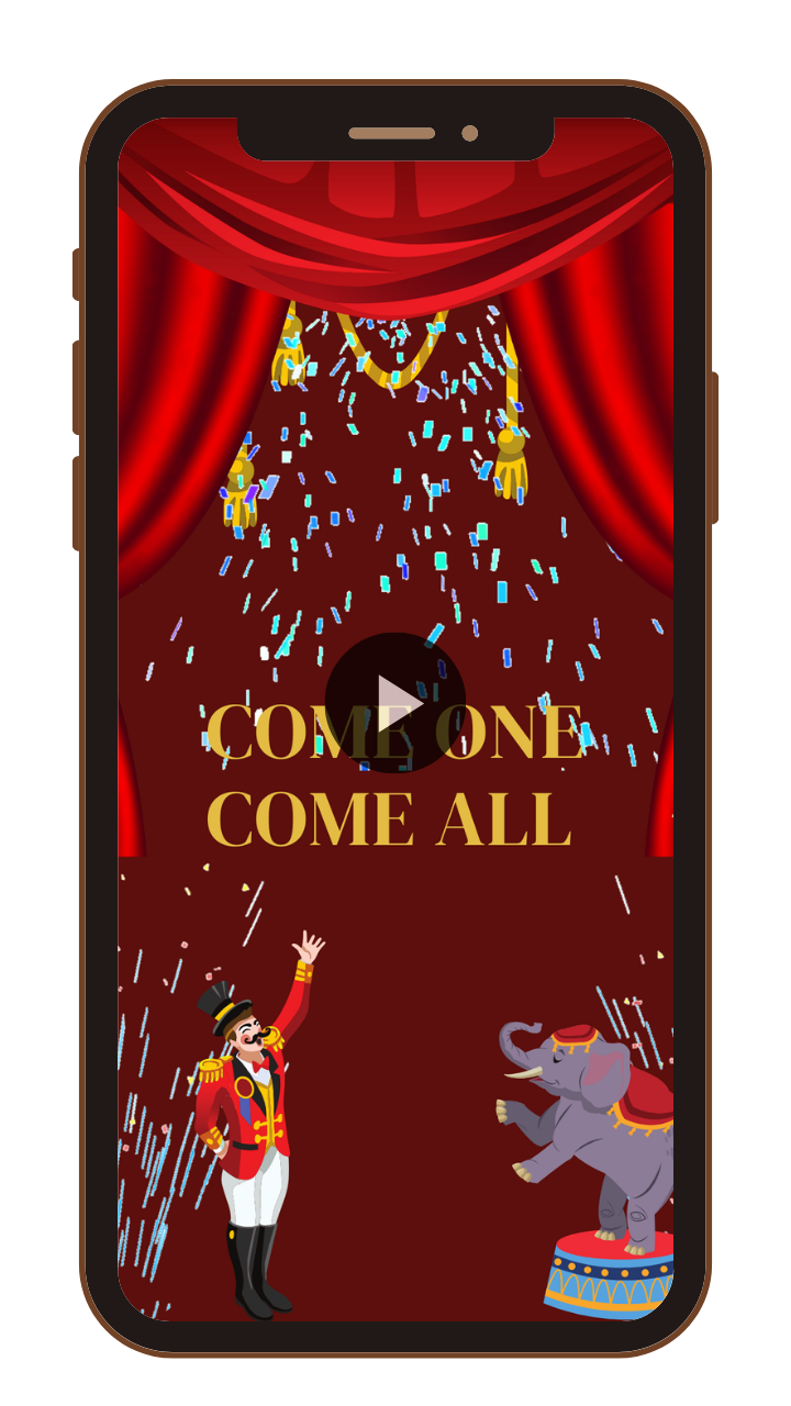 Custom Circus-Themed Birthday Party Video Invitation - Digital Theme Video Invites