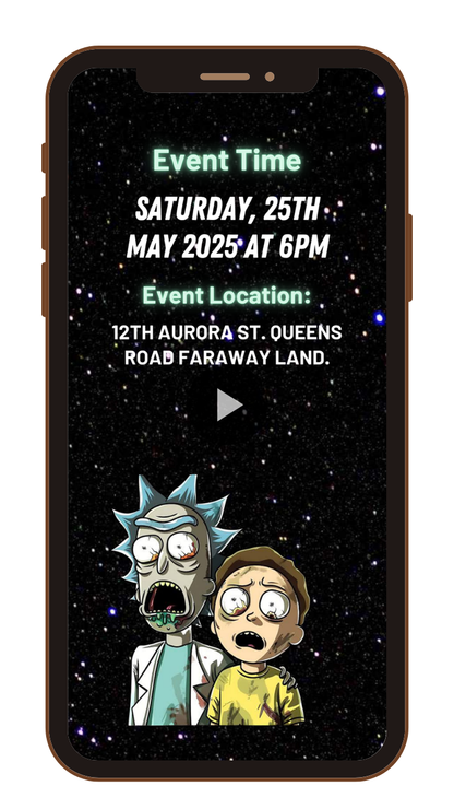 Custom Rick and Morty-Themed Birthday Party Video Invitation - Animated Video Invites