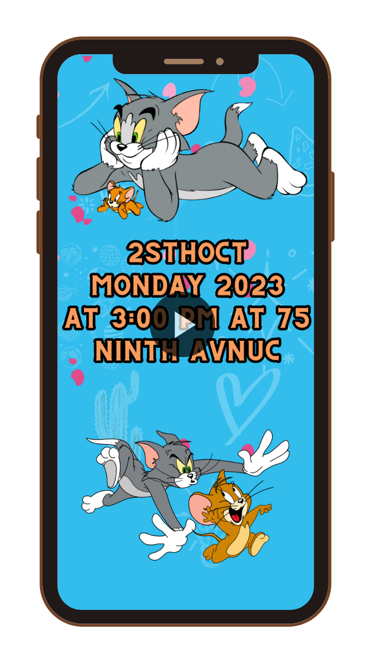 Custom Animated Tom & Jerry Birthday Video Invitation – Digital birthday Video Invites