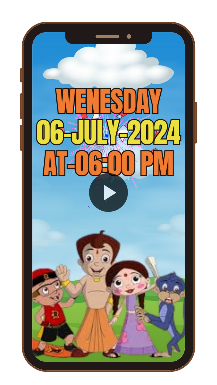 Animated Chota Bheem Birthday Video Invitation - Custom Chota Bheem Video Invites