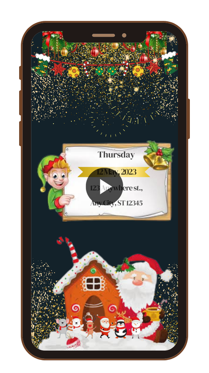 Animated Merry Christmas Party Video Invitation - Custom Christmas Video Invites