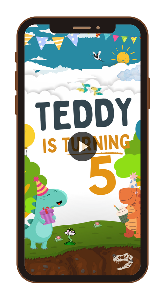 Animated Dinasour Birthday Party Video Invitation - Custom Dinasour Digital Birthday Invite