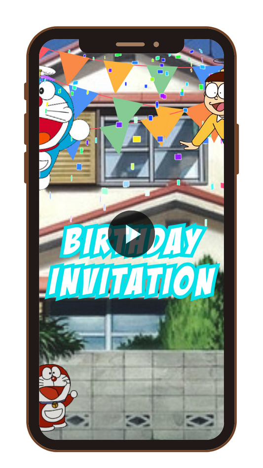 Animated Doraemon-Themed Birthday Video Invitation - Custom Doraemon Party Video Invite