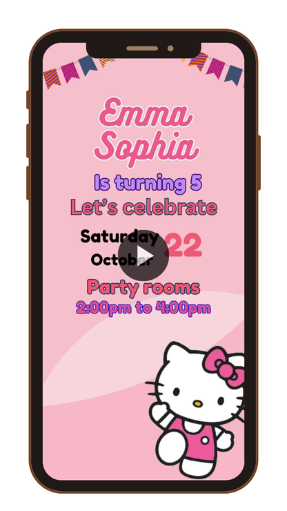 Customized Hello Kitty Themed Birthday Party Video Invitation - Animated Hello Kitty Party invites