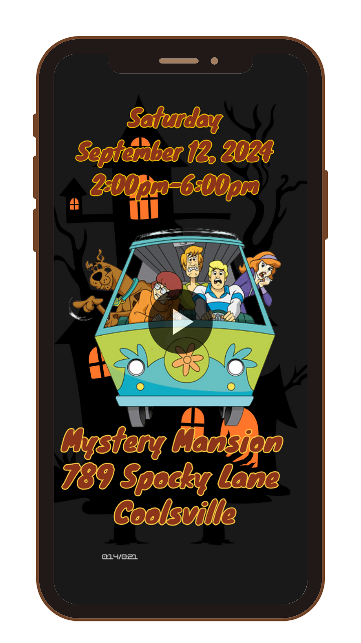 Animated Scooby Doo Birthday Video Invitation - Custom Scooby Doo Video Invites