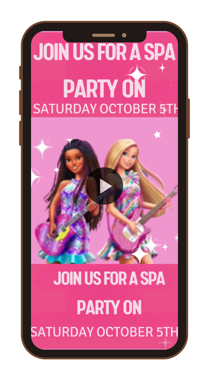 Animated Glamorous Barbie SpacTheme Birthday Video Invitation - Sparkling Custom Video Invitat