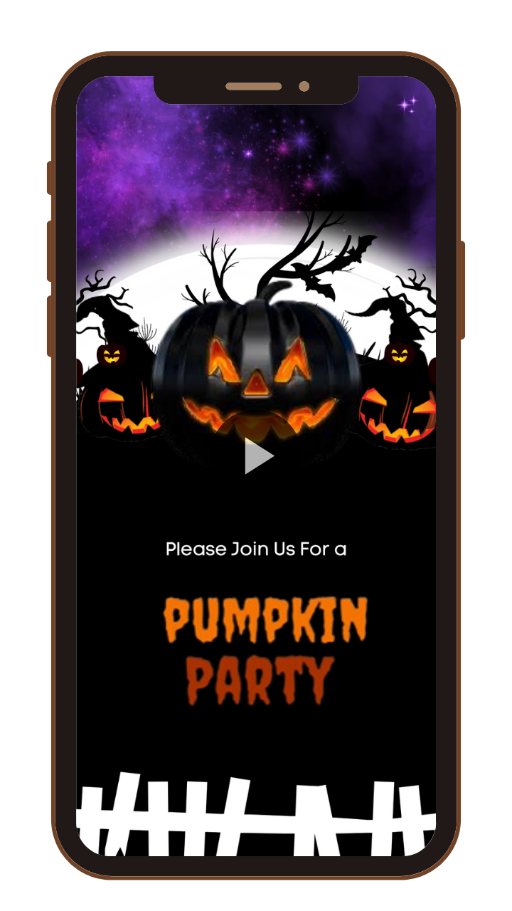 Animated Halloween Spooky Pumpkin Theme Video Invitation  Pumpkin-Themed Video Invites